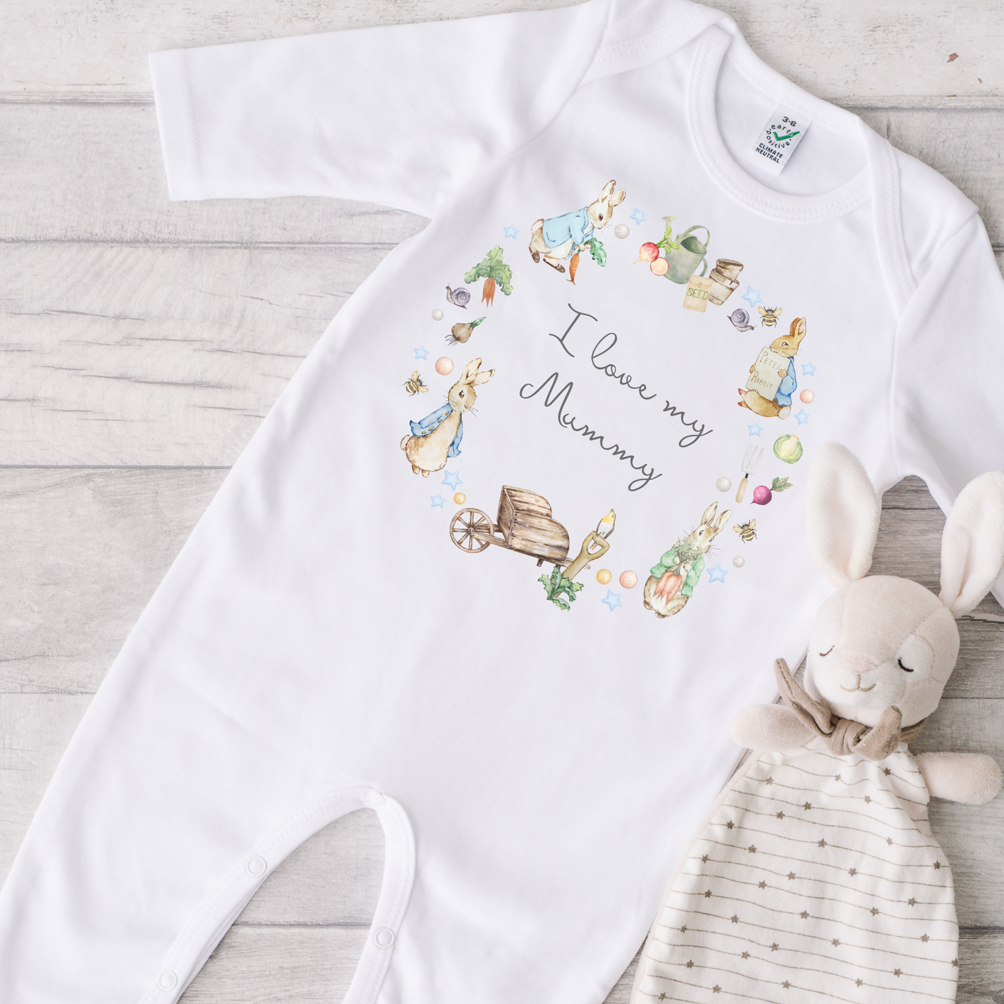 Peter rabbit I love my Mummy / Daddy Sleep suit - Personalise me