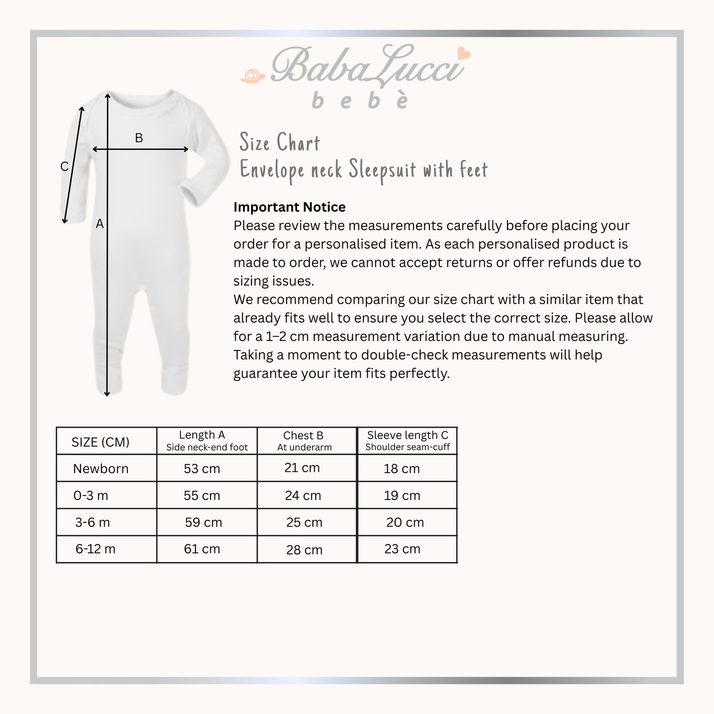 Sleep suit white with cat print - Personalise me