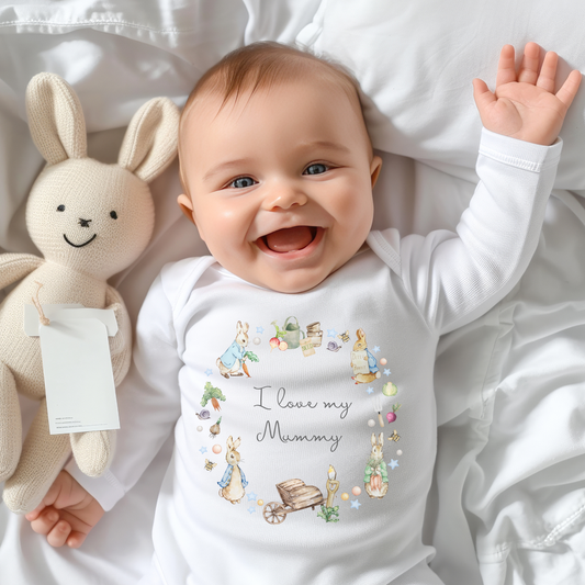 Peter rabbit I love my Mummy / Daddy Sleep suit - Personalise me