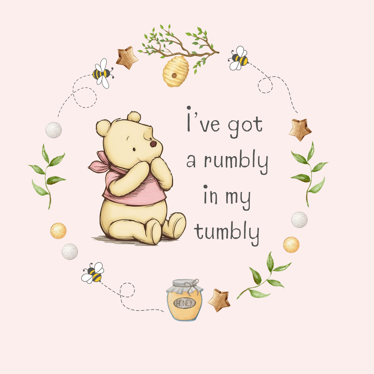 Pooh Bear 'Rumbly in my tumbly' Pink Romper