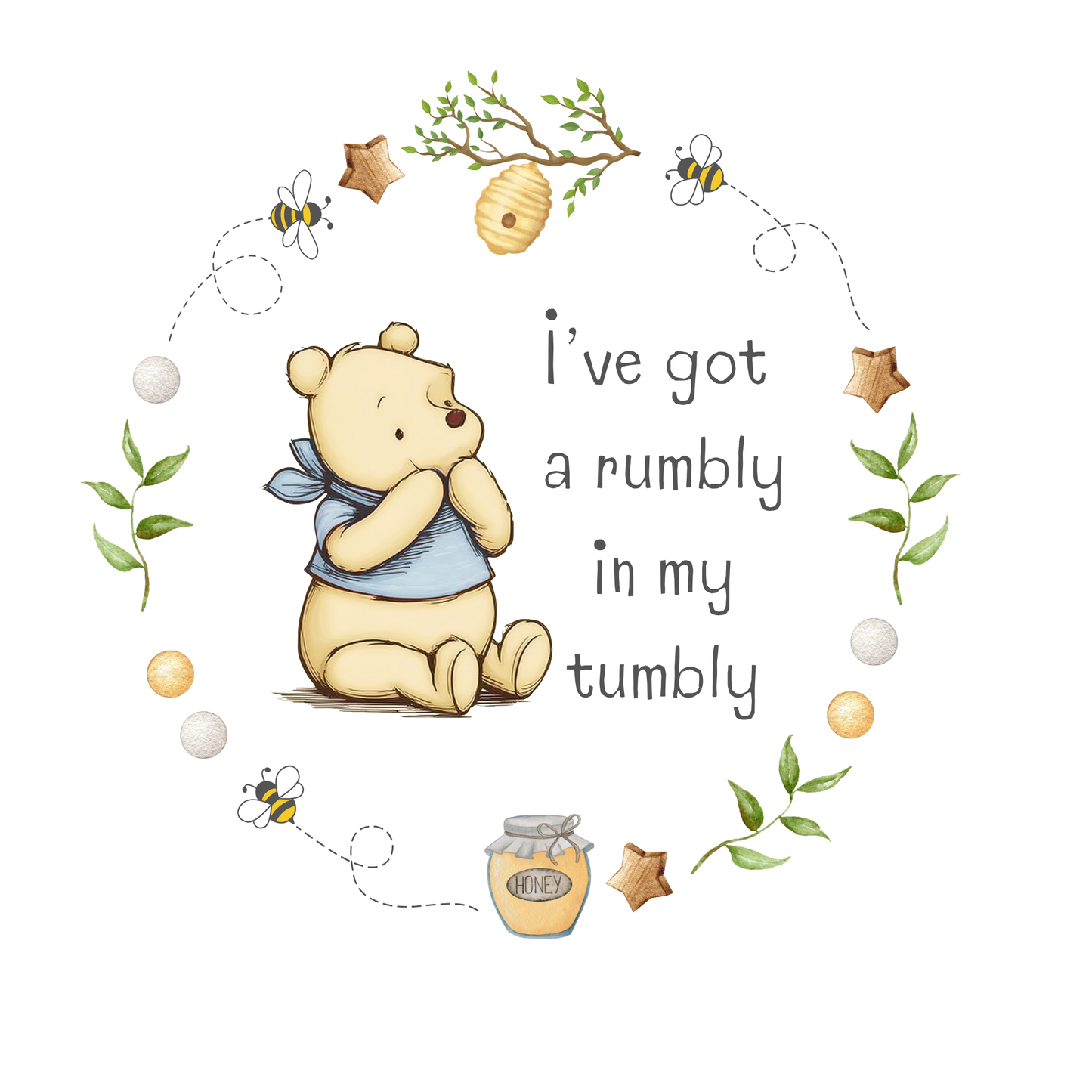 Blue Pooh Bear Bib - Personalise me