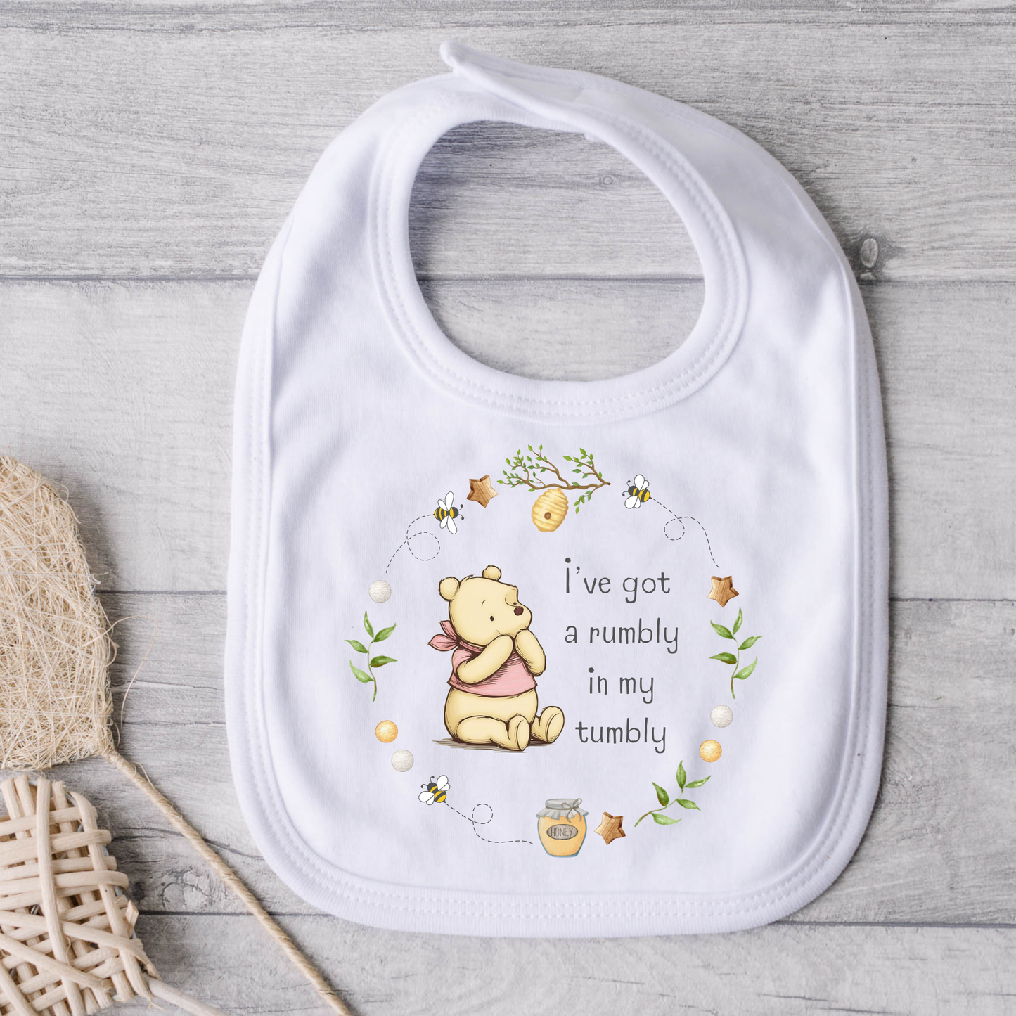 Pink Pooh Bear Bib - Personalise me