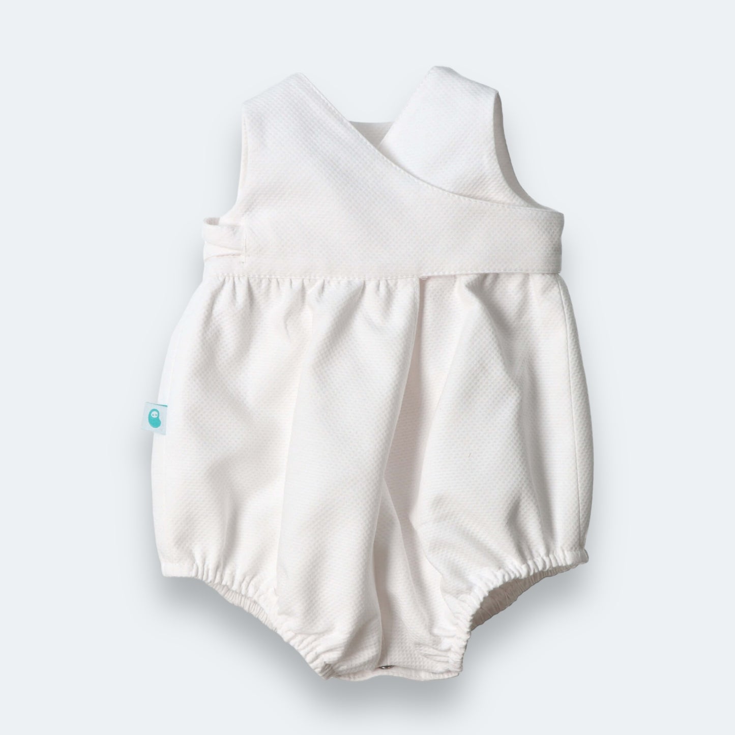 White Romper with satin bow