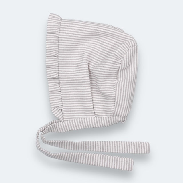 Baby Bonnet- Blue stripe, Grey Stripe