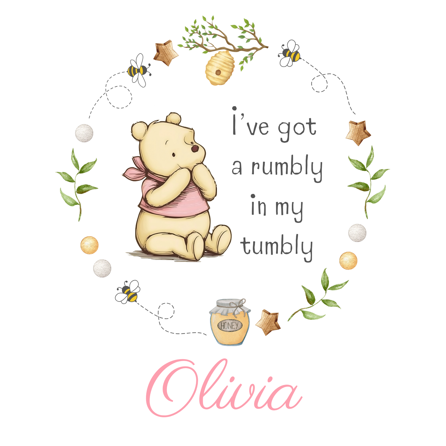 Pink Pooh Bear Bib - Personalise me