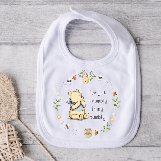 Blue Pooh Bear Bib - Personalise me