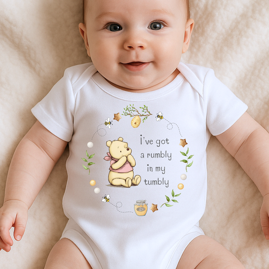 Pink Classic Bear 'I've got a rumbly in my tumbly' Bodysuit