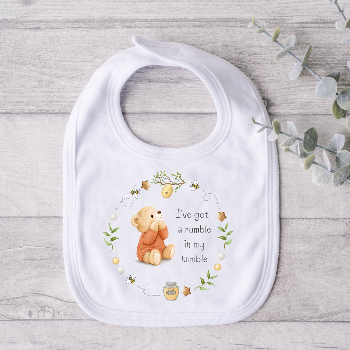 Rumble in My Tumble Bib – Soft Terracotta