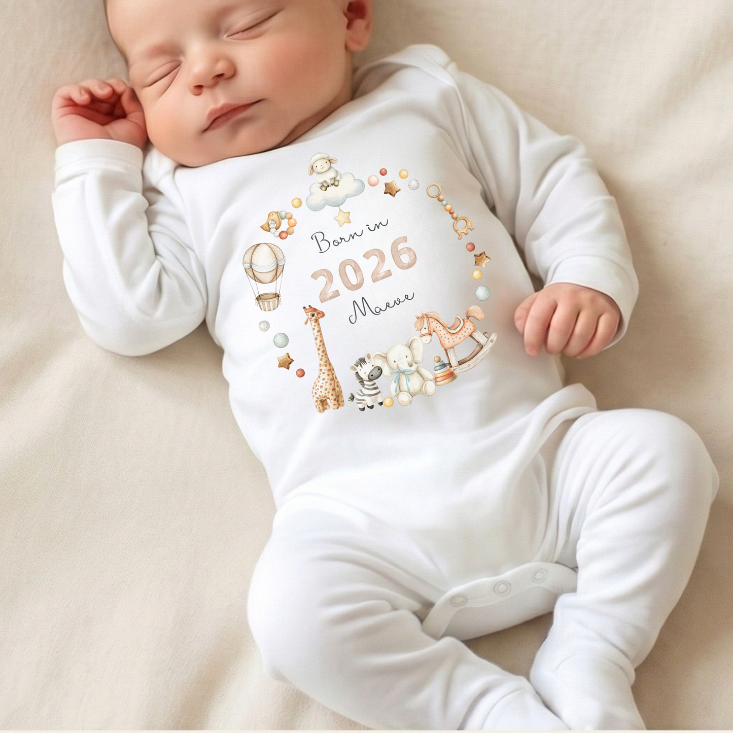 Organic Cotton Born in 2026 Toys Sleepsuit - Personalise me