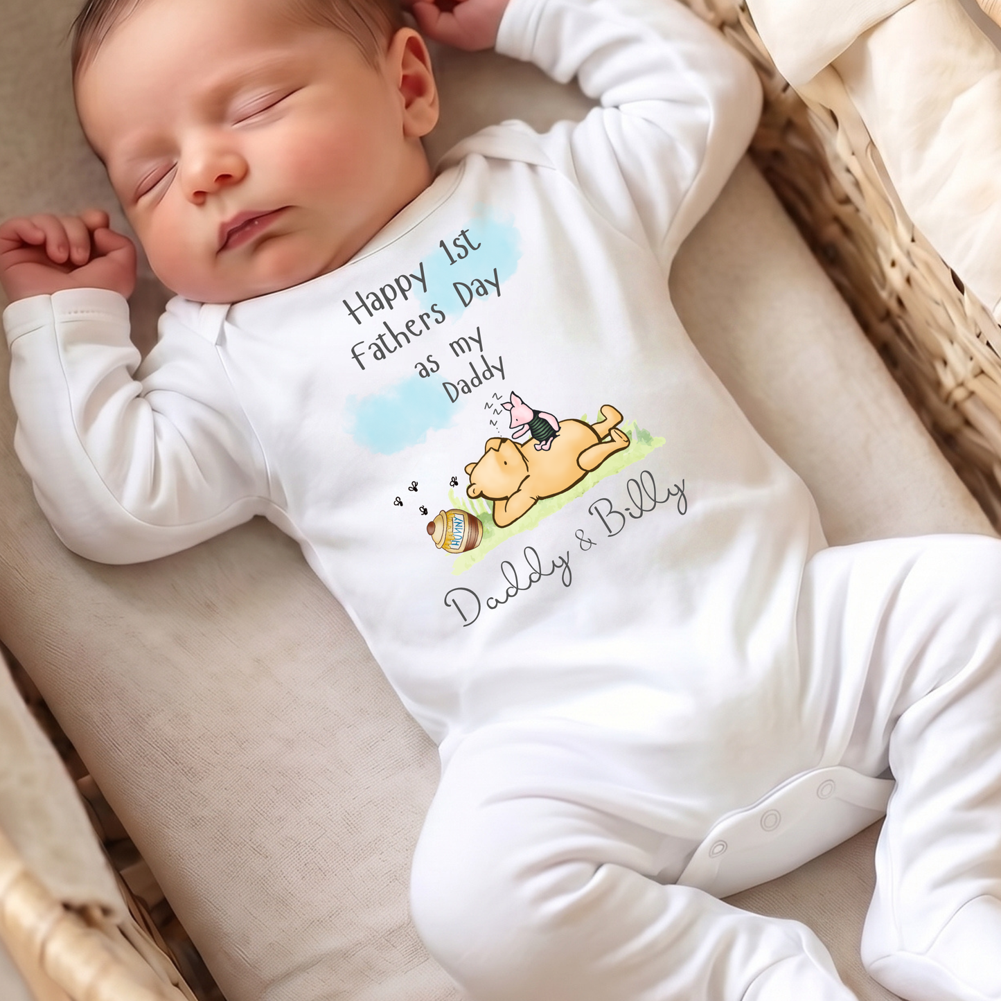 Fathers Day Pooh bear Sleepsuit - Personalise me