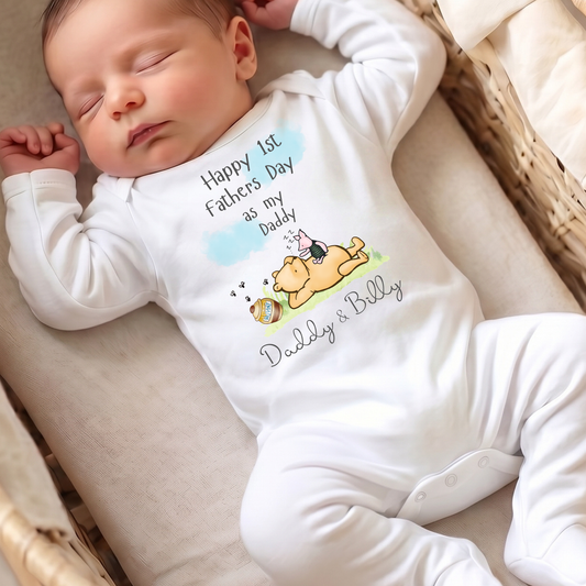 Fathers Day Pooh bear Sleepsuit - Personalise me