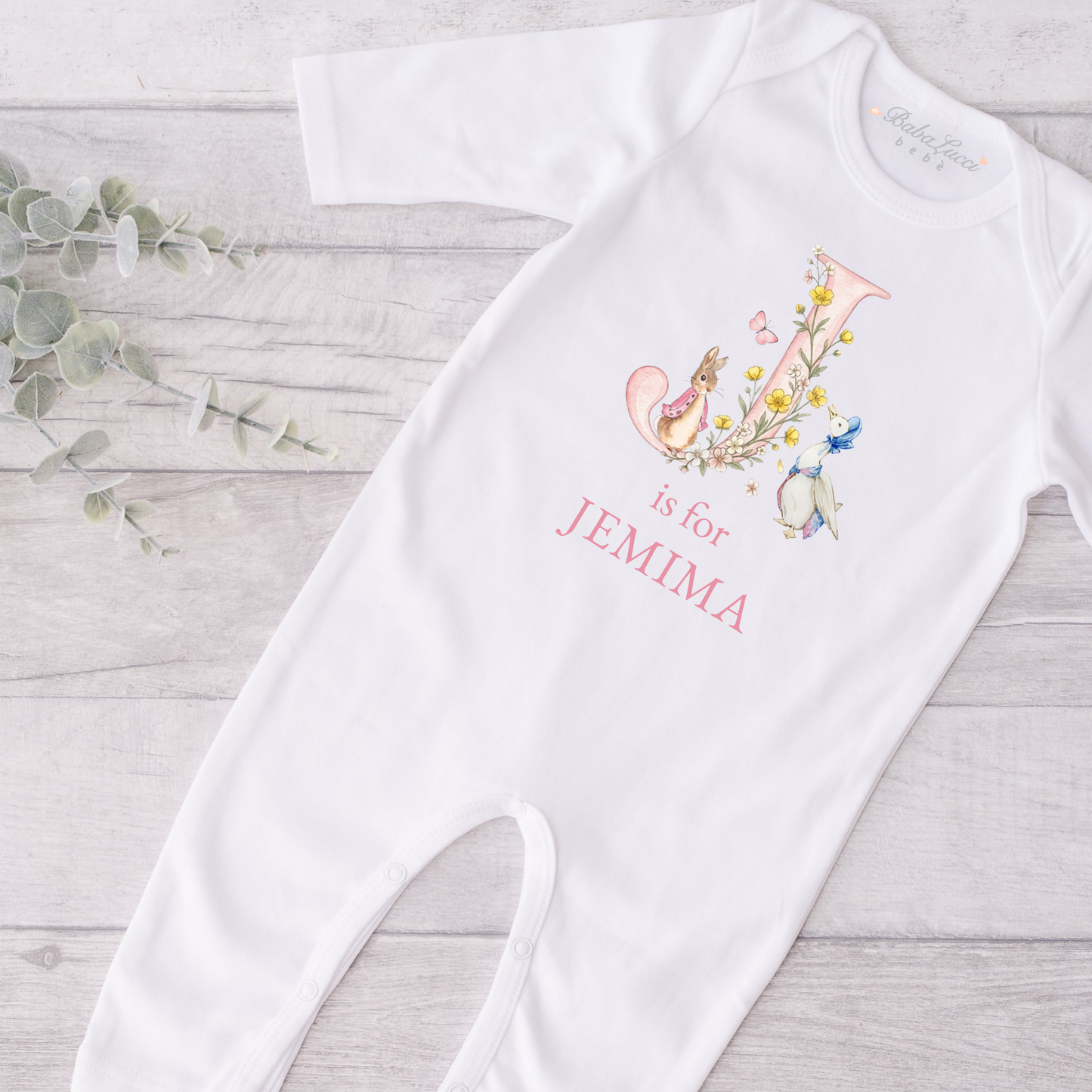 Girls initial Sleepsuit - Personalise me