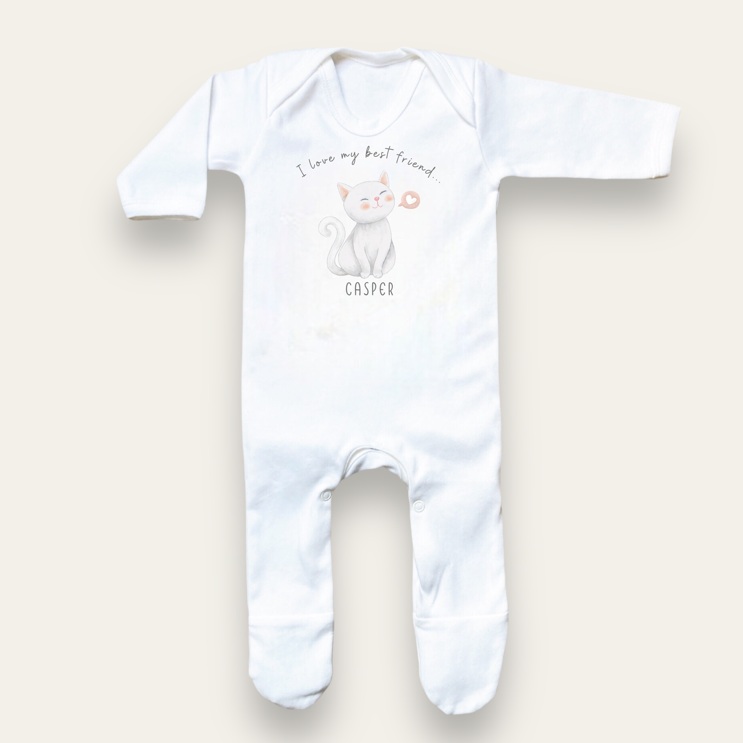 Personalised Cat Name Sleepsuit