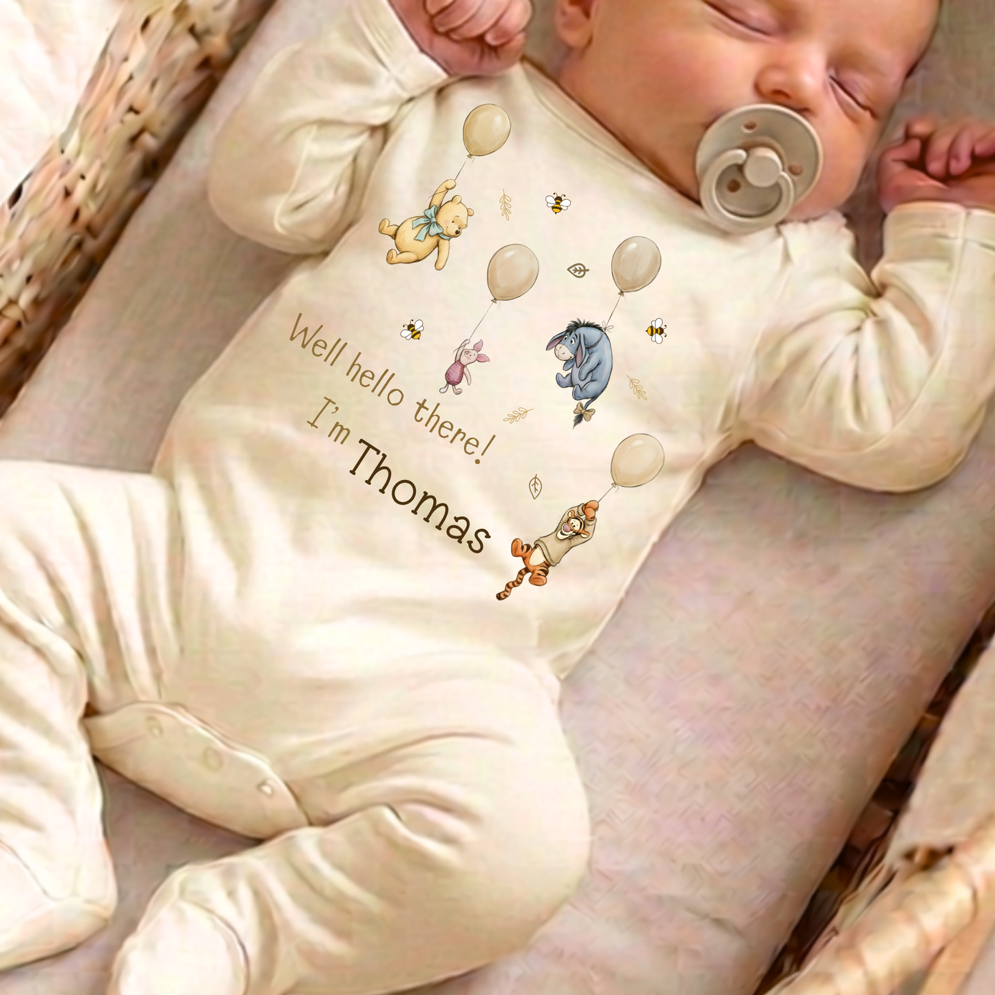 Classic Bear & Friends Oat Sleepsuit  - Personalise Me