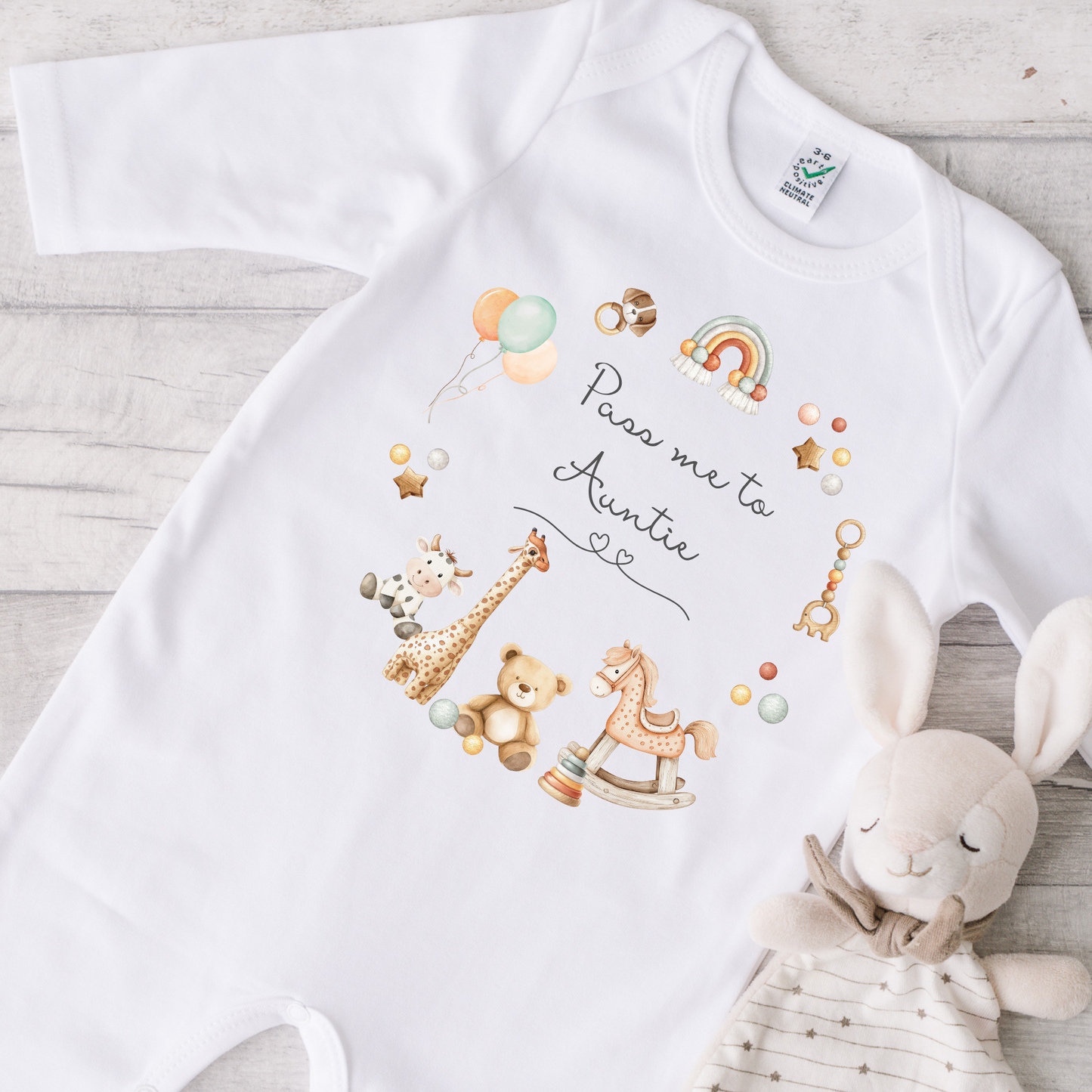 Pass me to- Grandma, Grandad, Auntie Sleepsuit - Personalise me