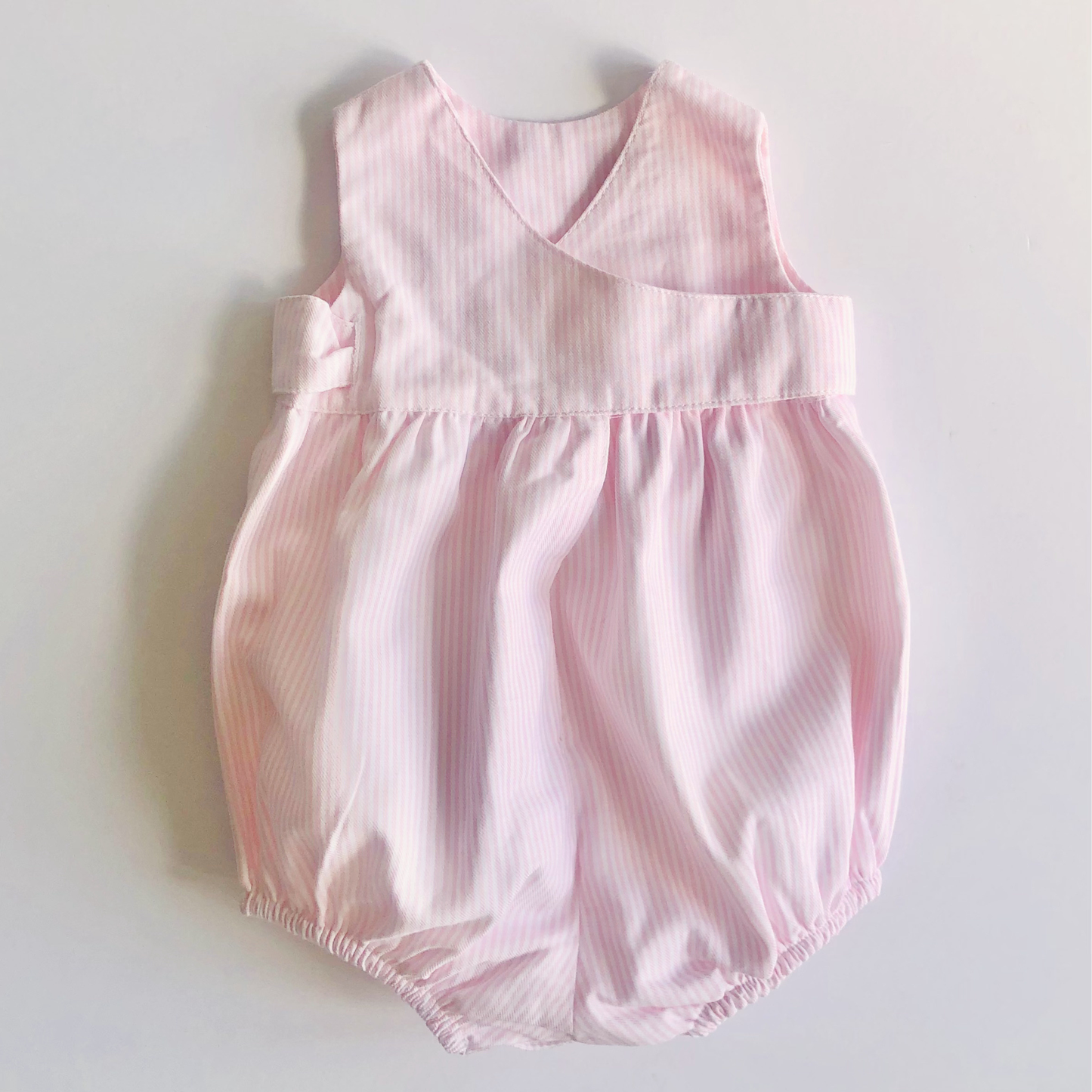 Pink stripe romper and bonnet