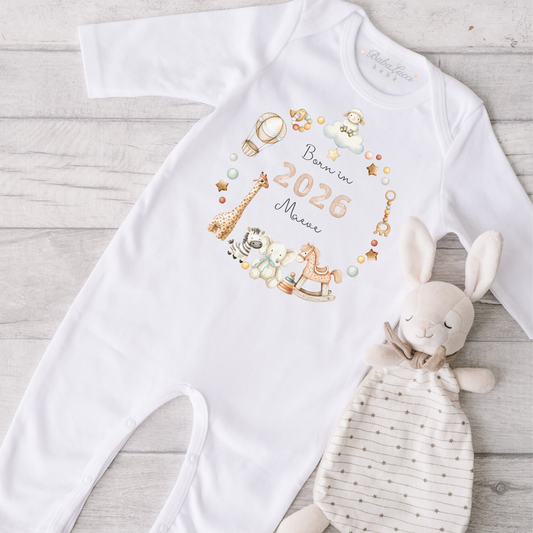 Organic Cotton Born in 2026 Toys Sleepsuit - Personalise me
