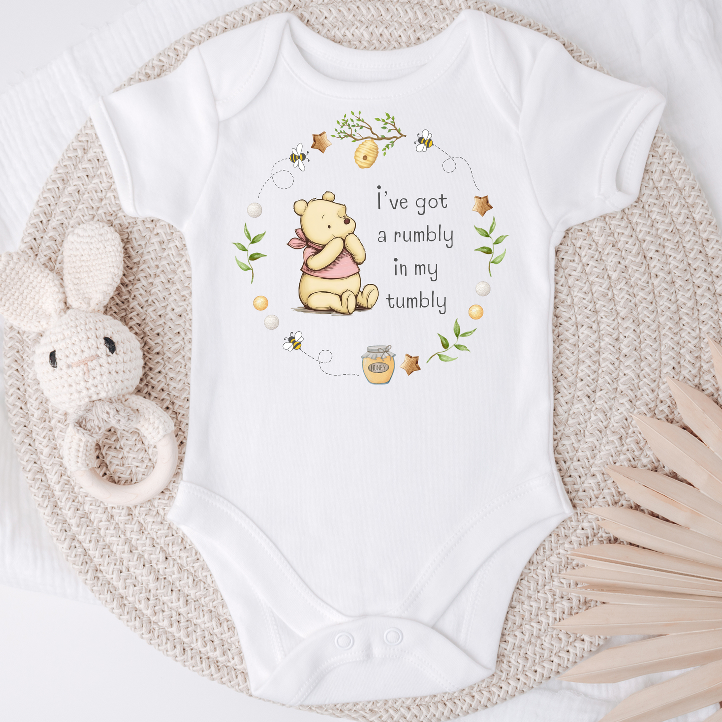 Pink Classic Bear 'I've got a rumbly in my tumbly' Bodysuit