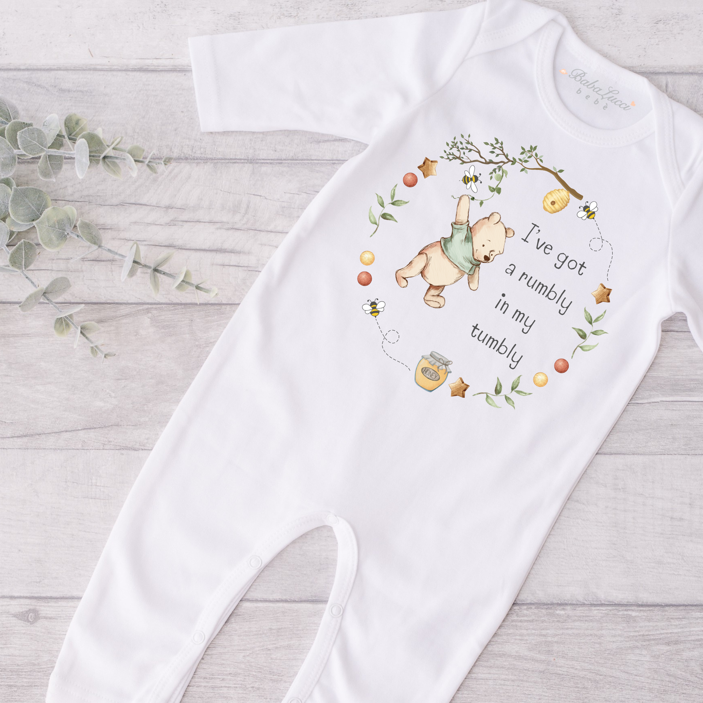 Organic Cotton Honey Bear Sleepsuit