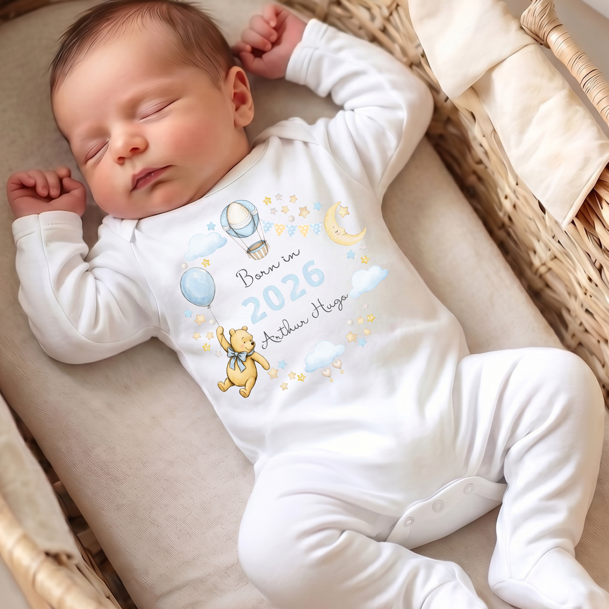 Born in 2026, 2027 Sleepsuit ( blue print ) - Personalise me