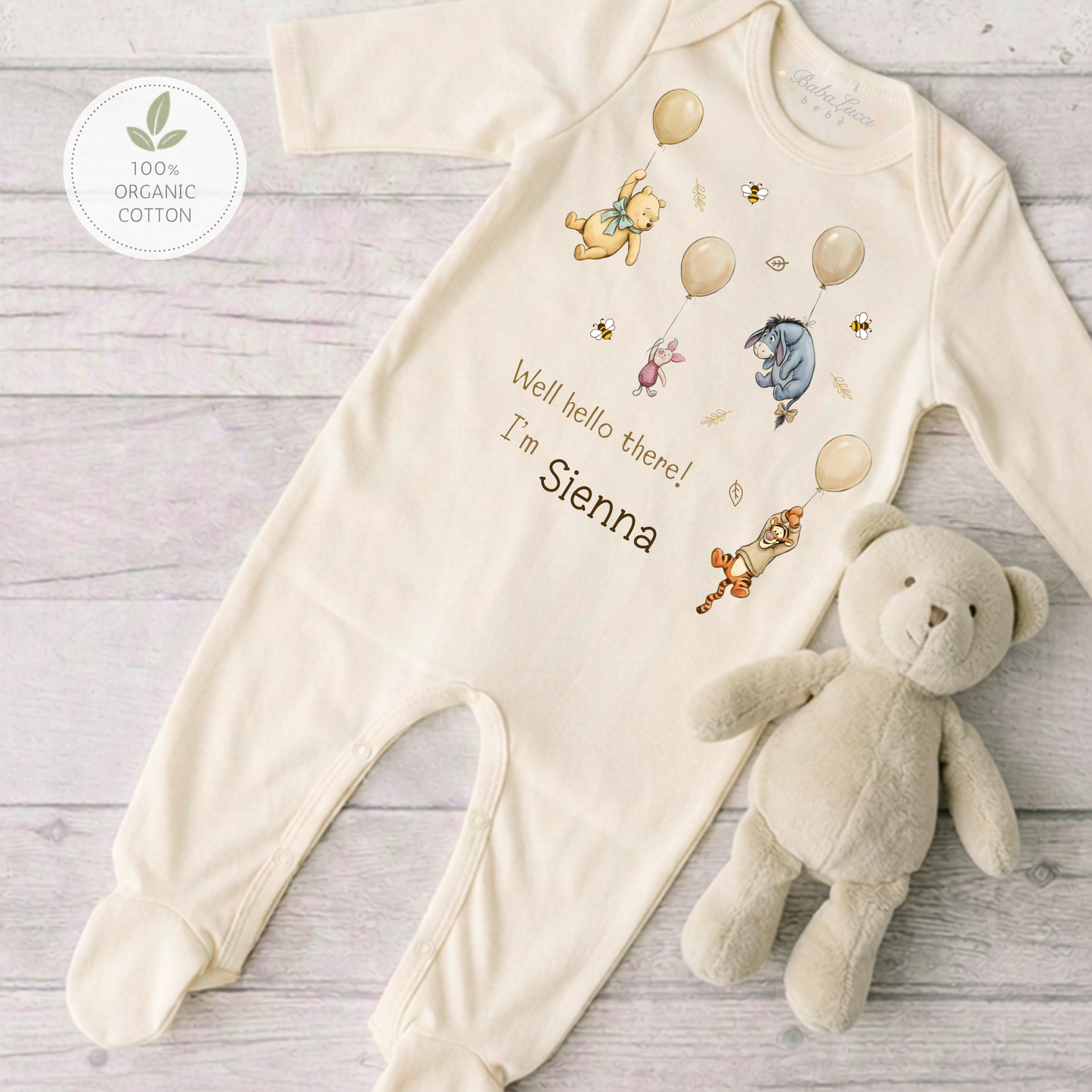 Classic Bear & Friends Oat Sleepsuit  - Personalise Me