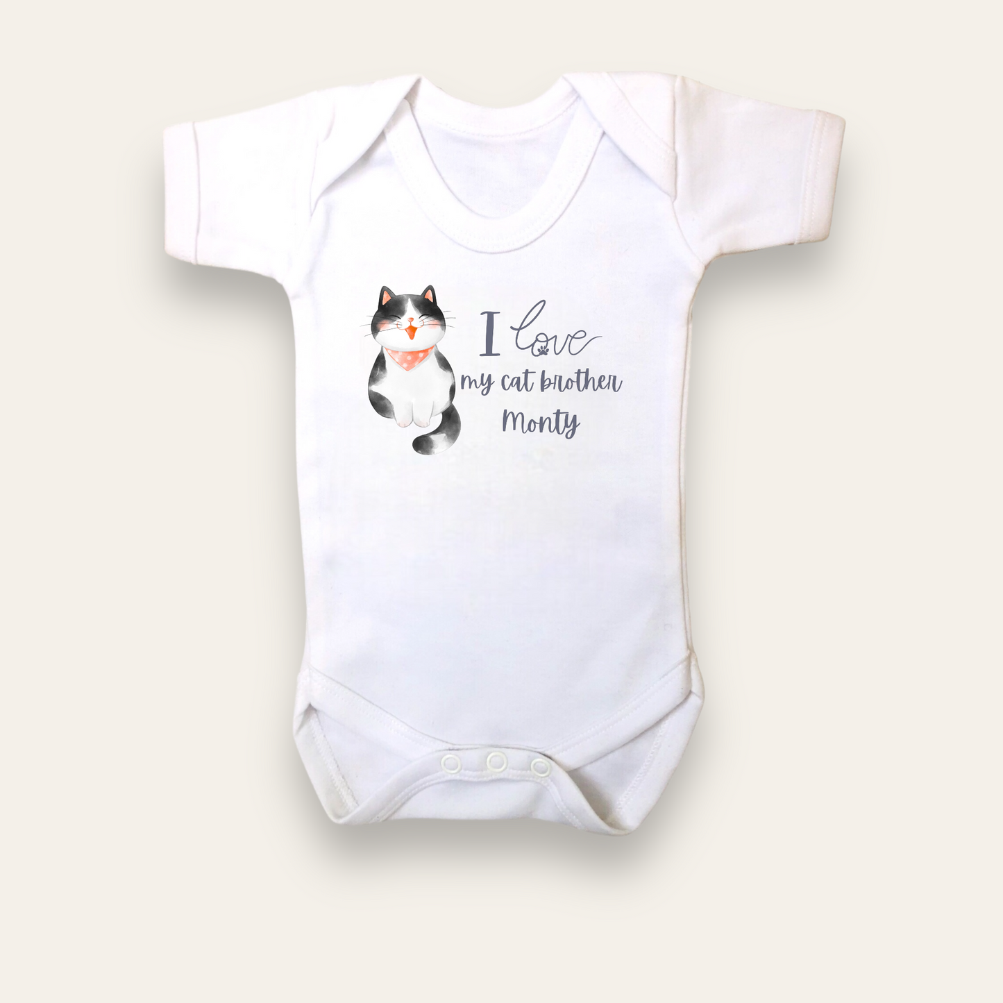 Baby Vest with Cat print - Personalise me