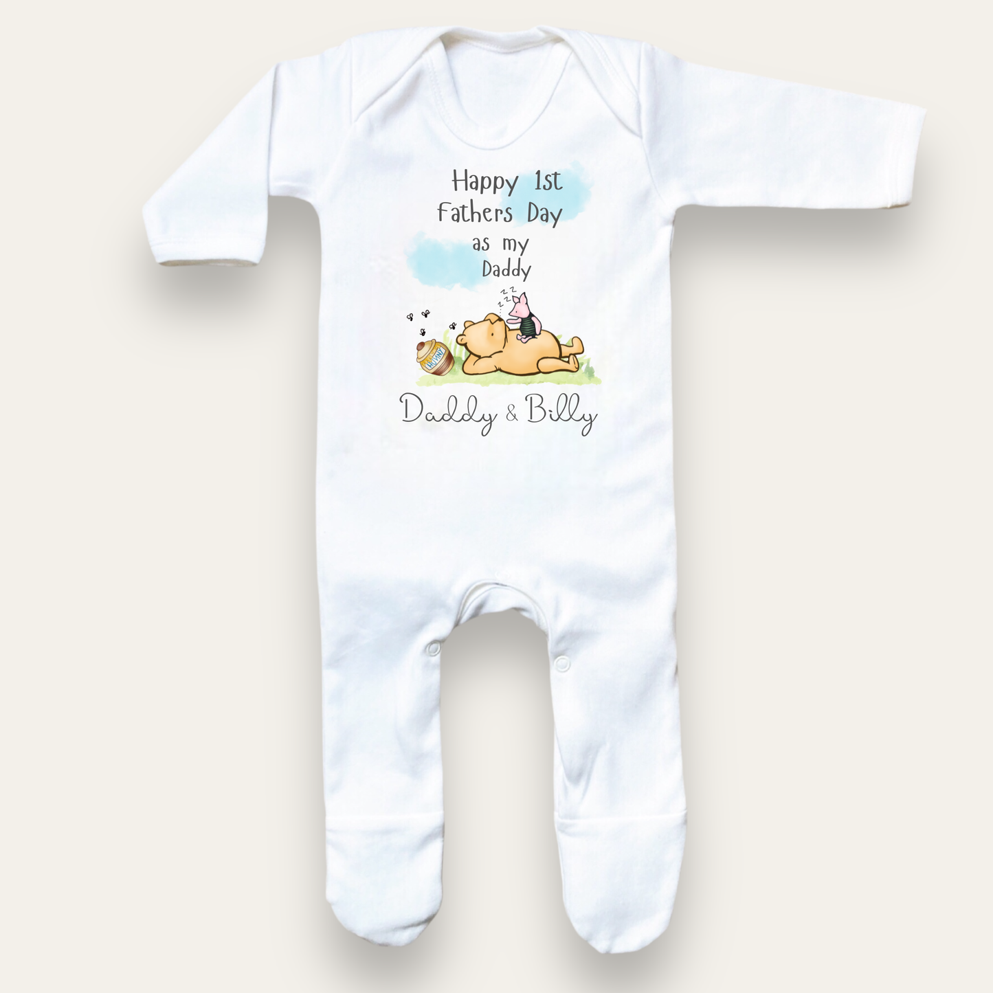 Fathers Day Pooh bear Sleepsuit - Personalise me