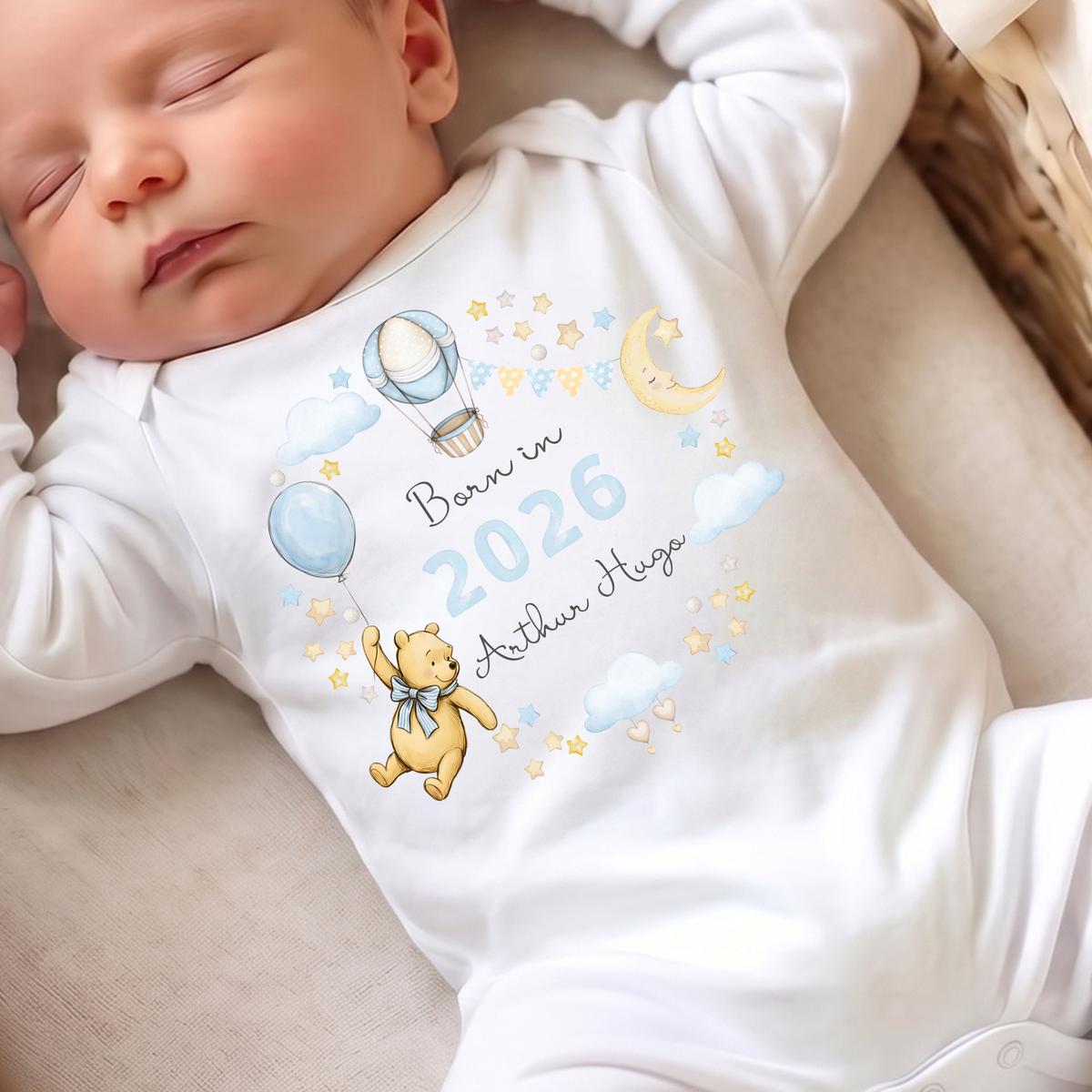 Born in 2026, 2027 Sleepsuit ( blue print ) - Personalise me