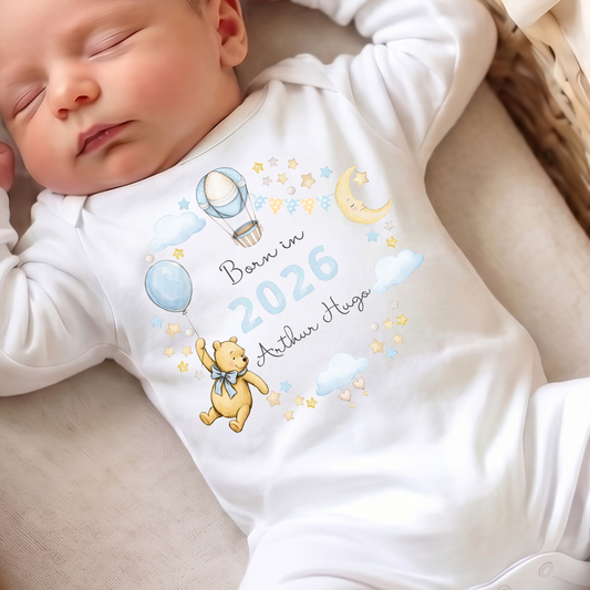 Born in 2026, 2027 Sleepsuit ( blue print ) - Personalise me