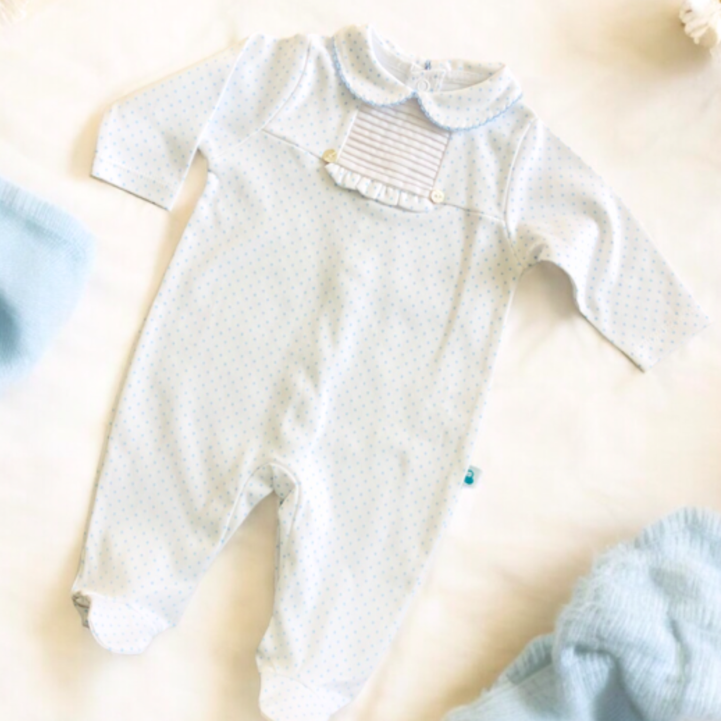 White Sleepsuit with polka dots