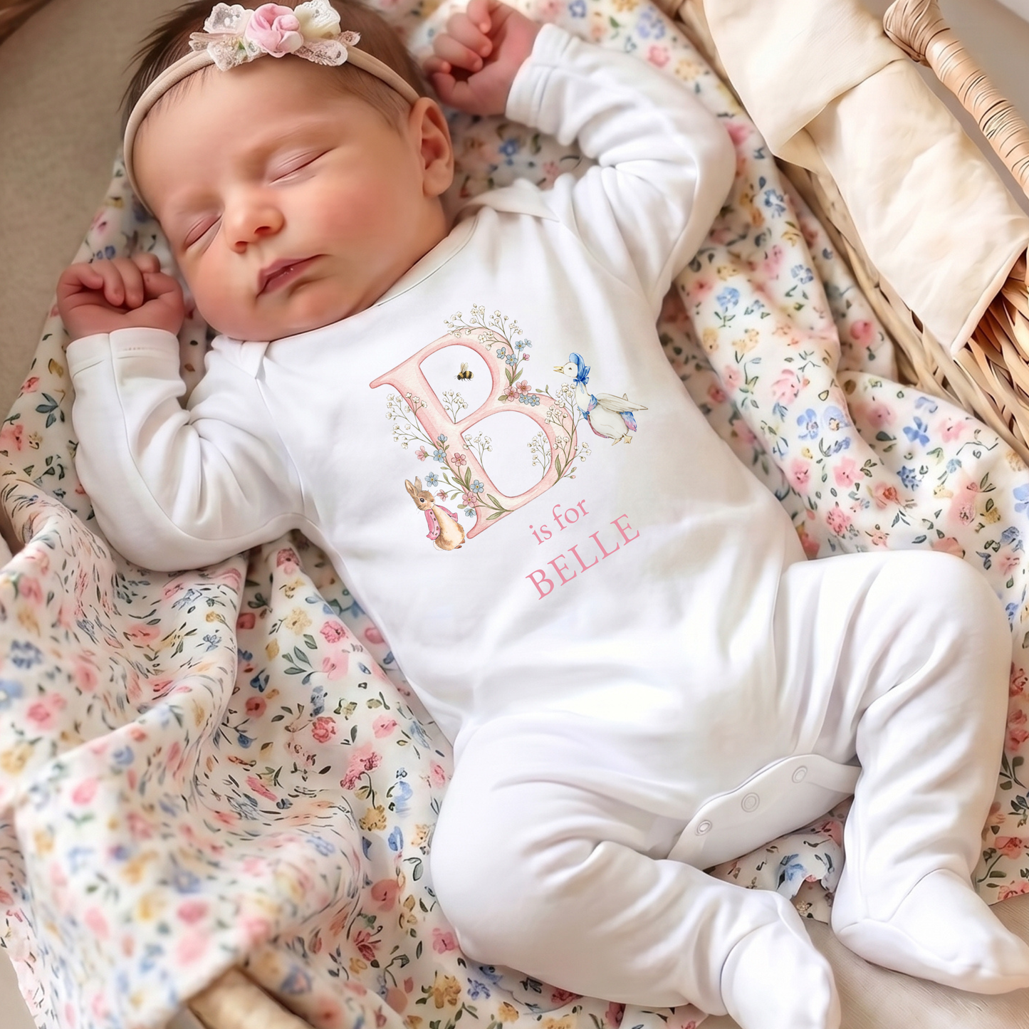 Girls initial Sleepsuit - Personalise me