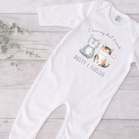 Personalised Cat Name Sleepsuit
