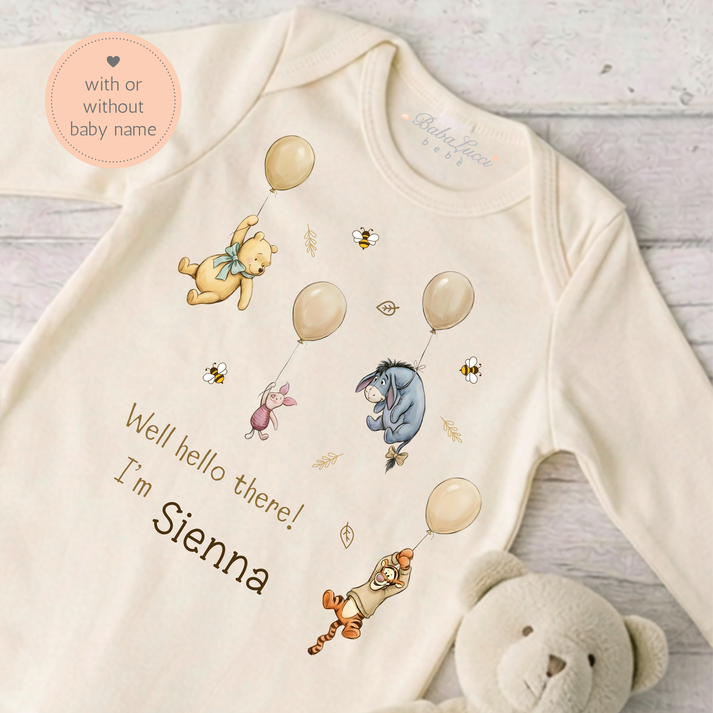 Classic Bear & Friends Oat Sleepsuit  - Personalise Me