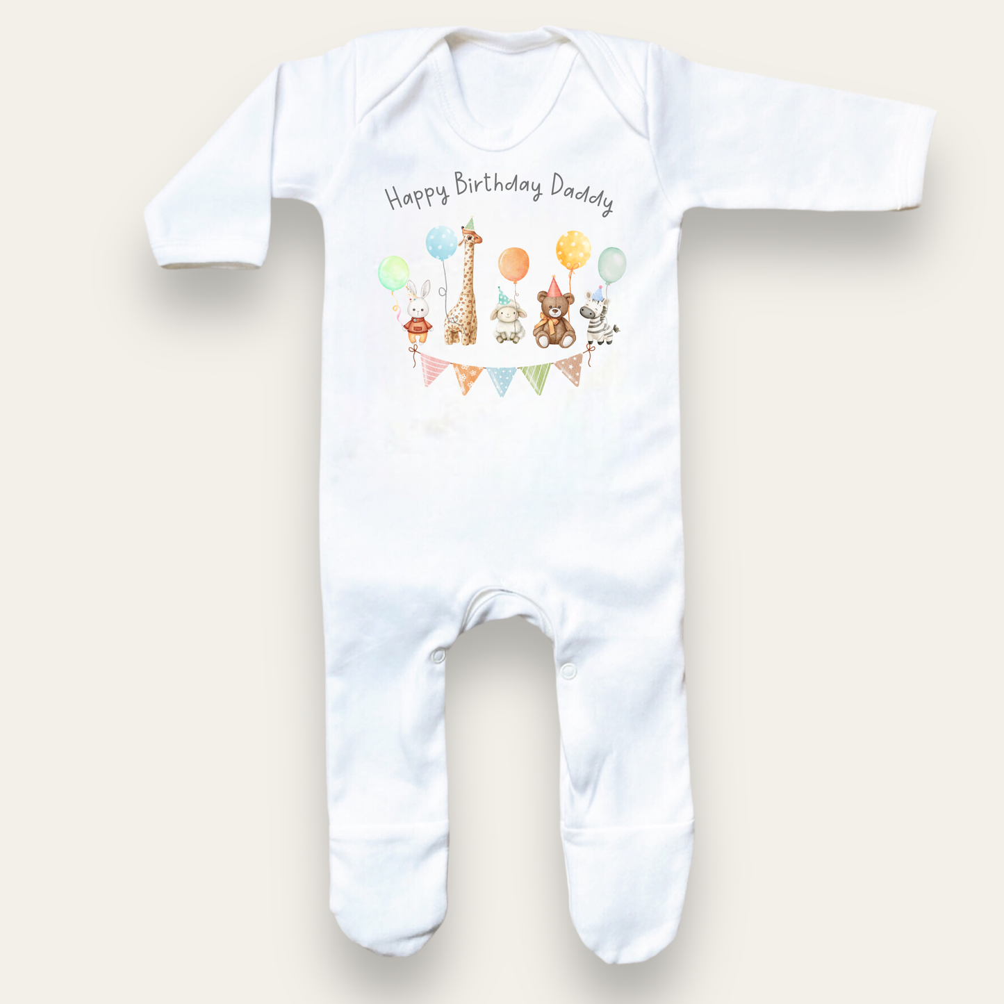 Happy Birthday Balloons Sleepsuit - Personalise me