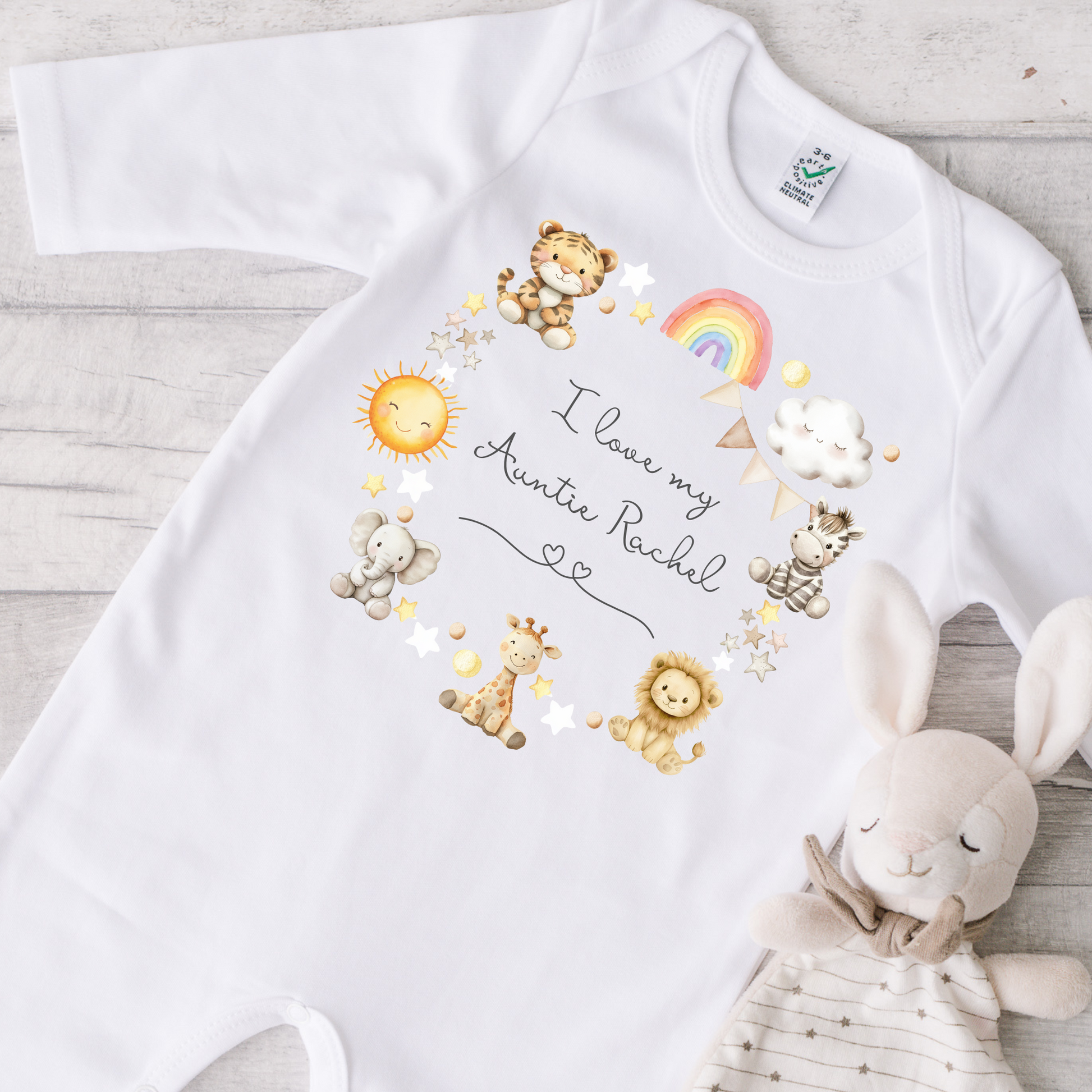 Newborn I Love My Auntie Personalised Baby Grow I Love My Auntie