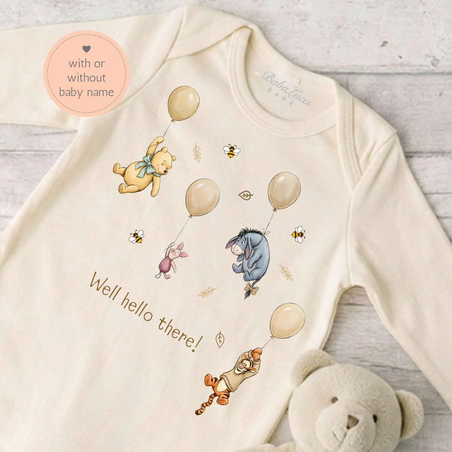 Classic Bear & Friends Oat Sleepsuit  - Personalise Me