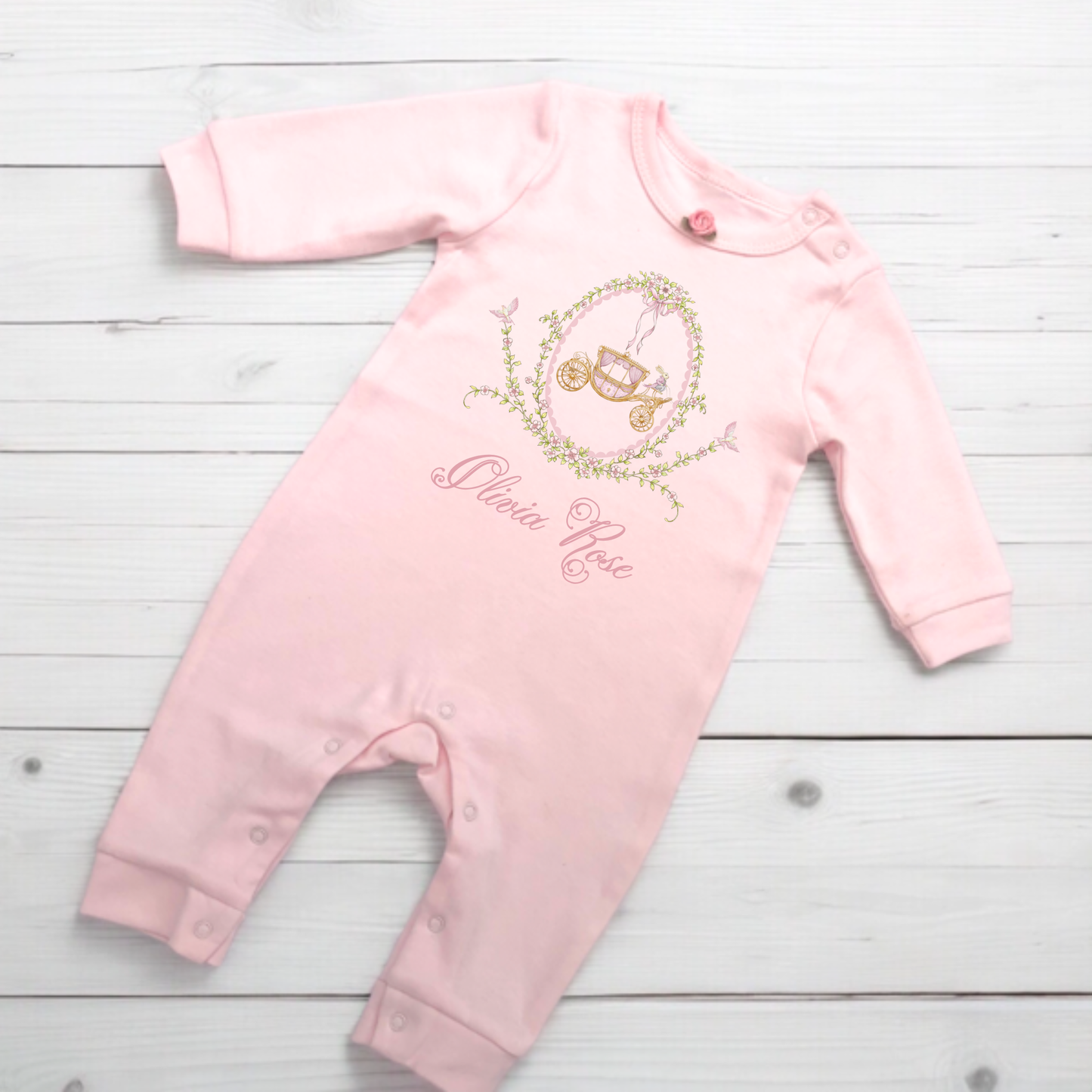 Pink Fairytale carriage Romper - Personalise me