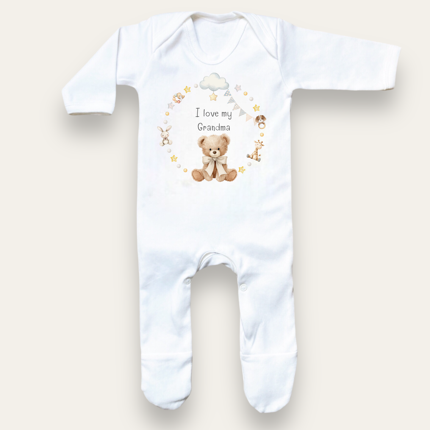 I love my Mummy, Daddy, Grandma personalised Sleepsuit