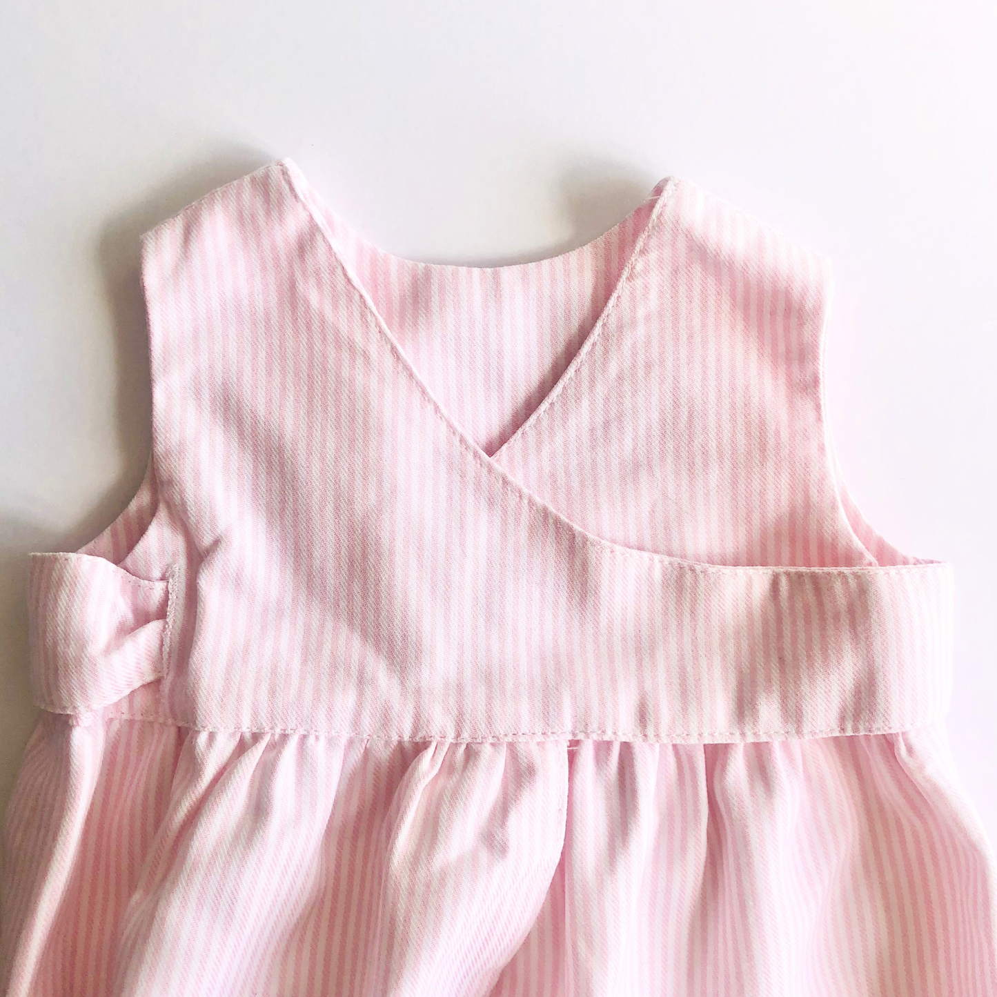 Pink stripe romper and bonnet