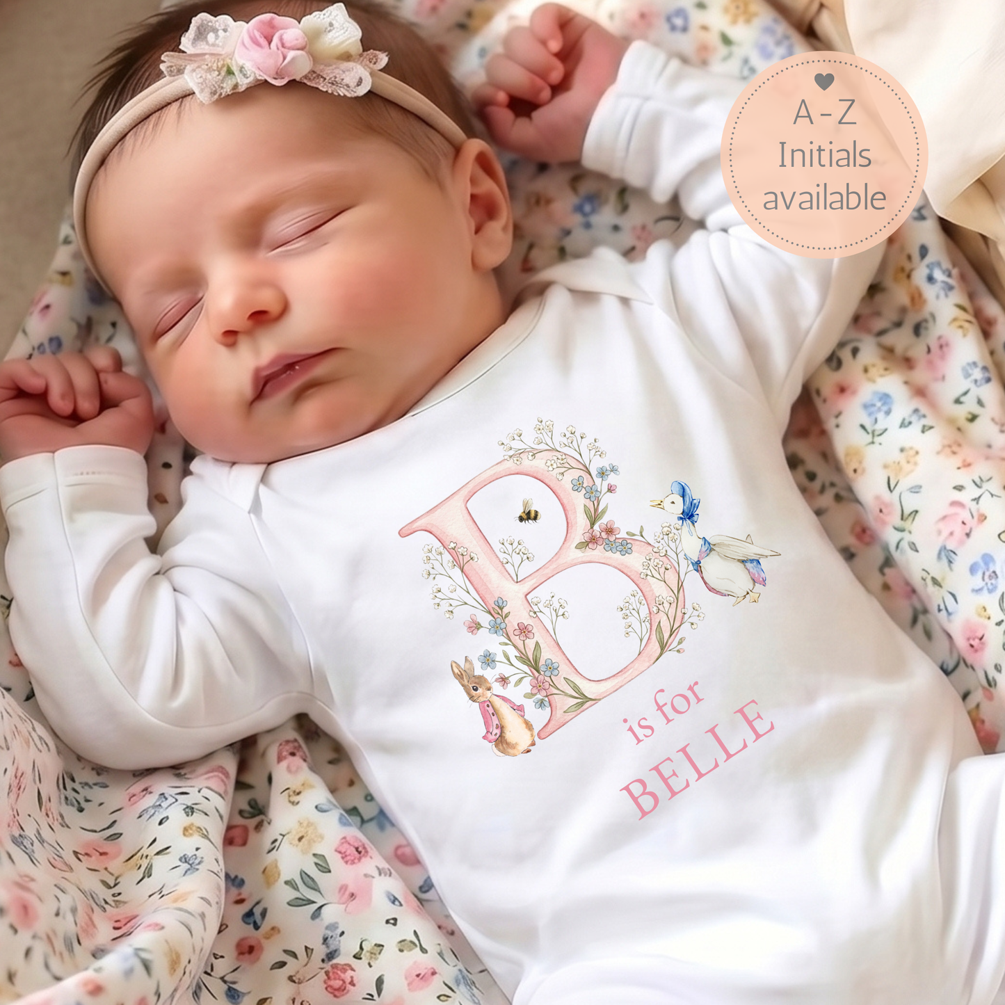 Girls initial Sleepsuit - Personalise me