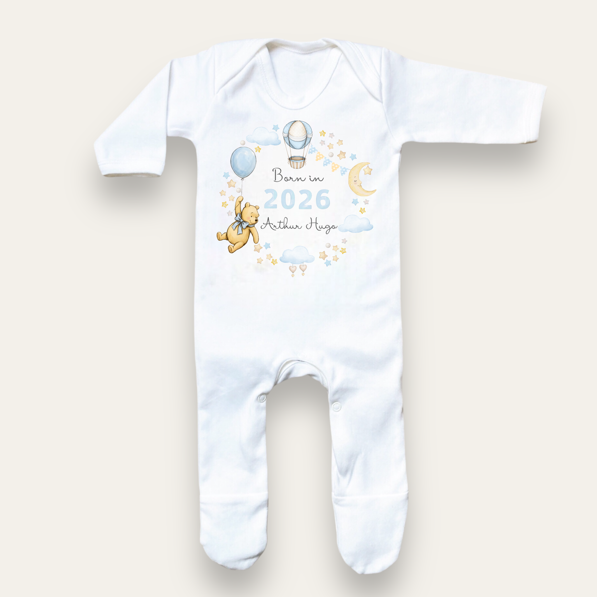 Born in 2026, 2027 Sleepsuit ( blue print ) - Personalise me