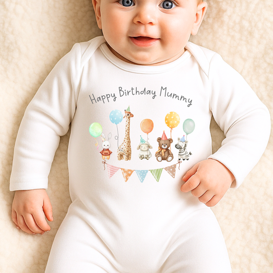 Happy Birthday Balloons Sleepsuit - Personalise me