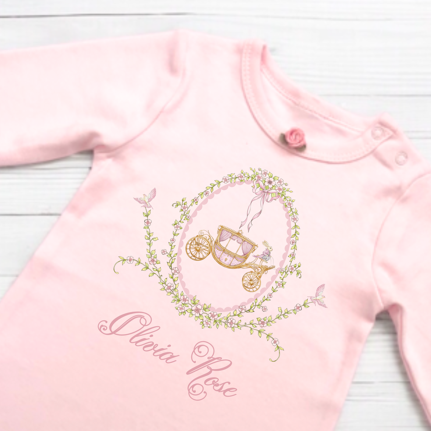Pink Fairytale carriage Romper - Personalise me