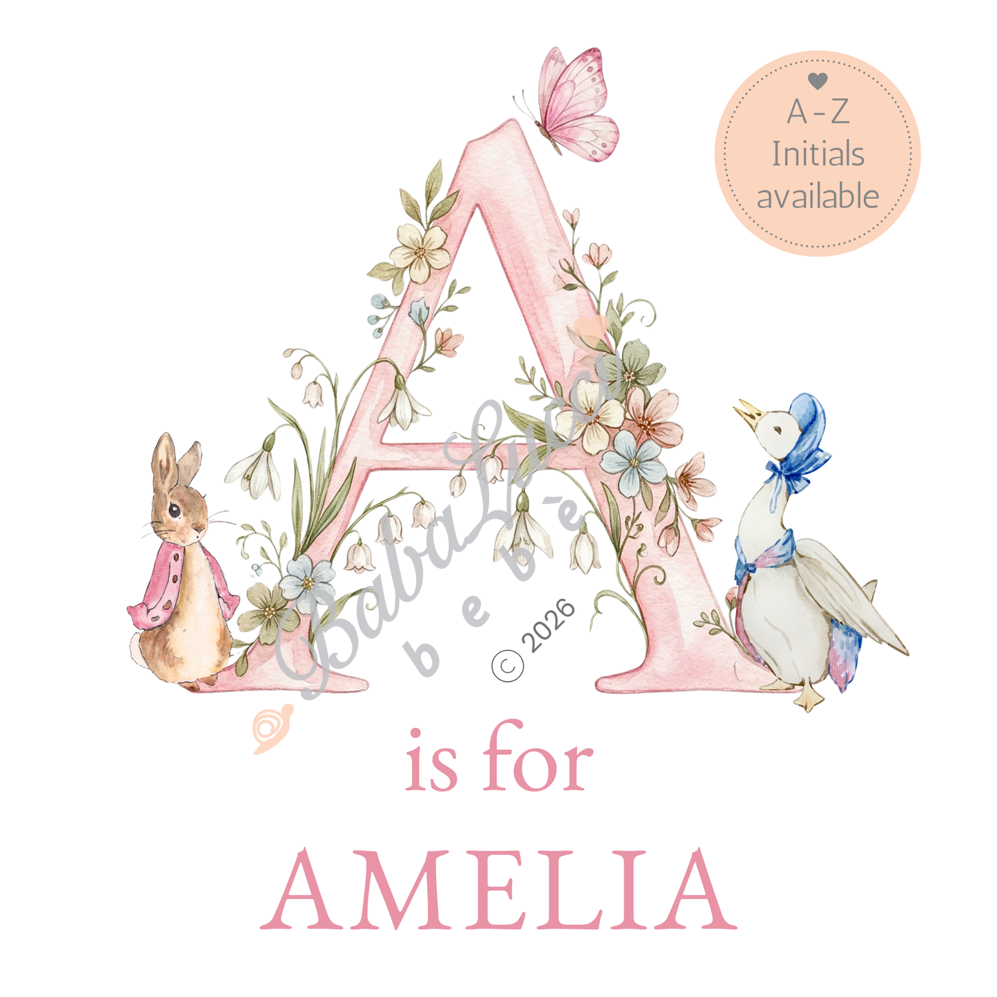 Girls initial Sleepsuit - Personalise me