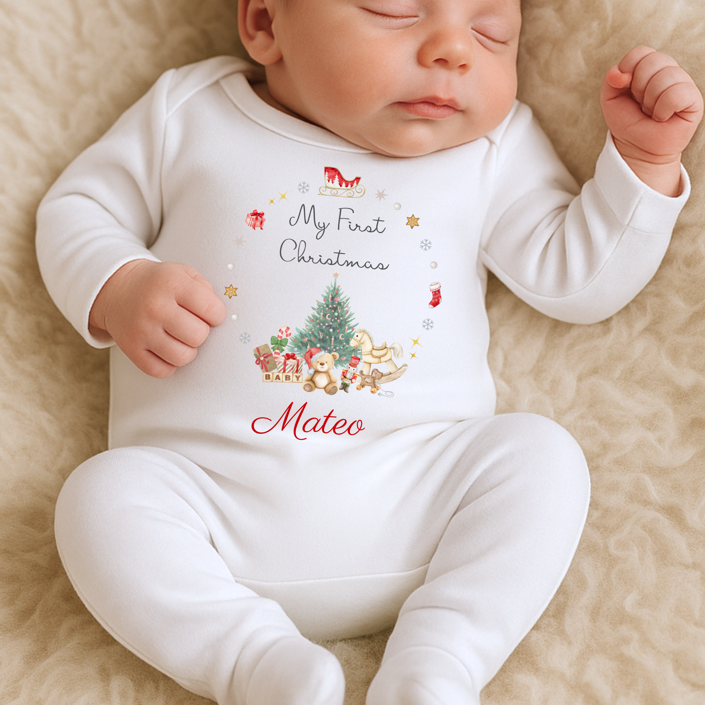 My First Christmas Sleepsuit - Personalise me