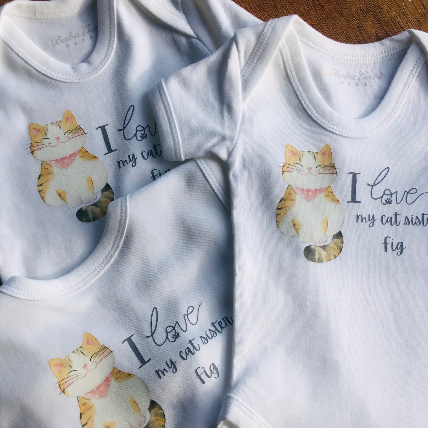 Baby Vest with Cat print - Personalise me