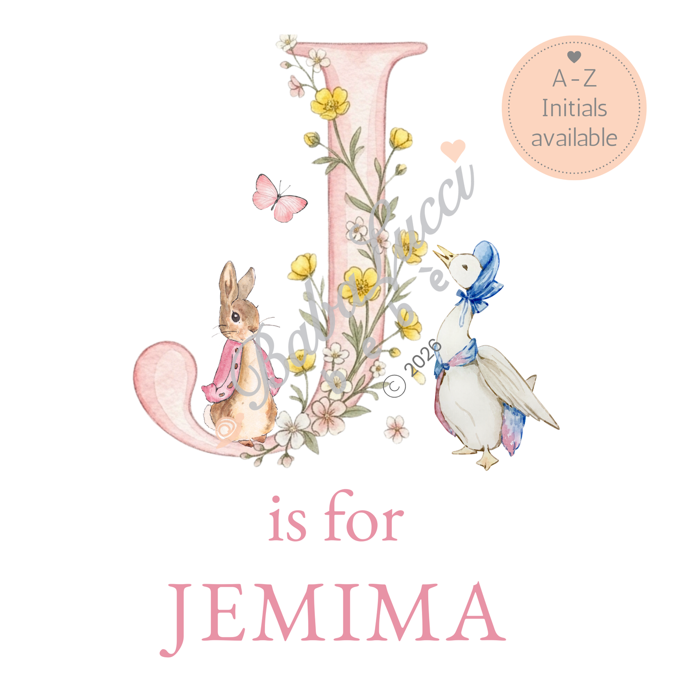 Girls initial Sleepsuit - Personalise me
