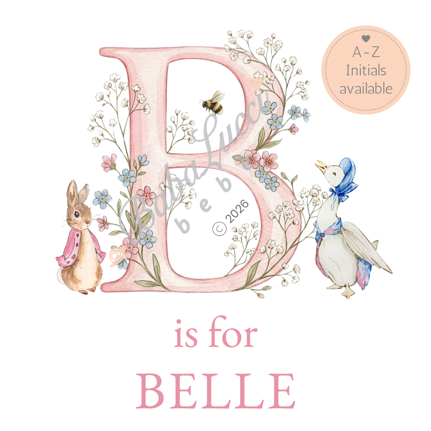 Girls initial Sleepsuit - Personalise me