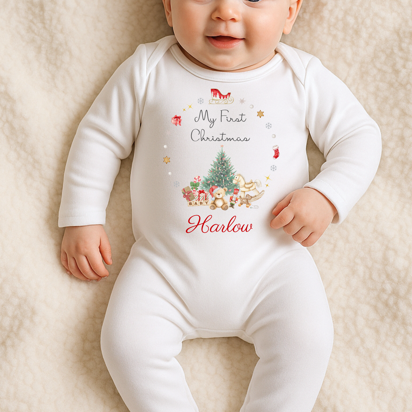 My First Christmas Sleepsuit - Personalise me