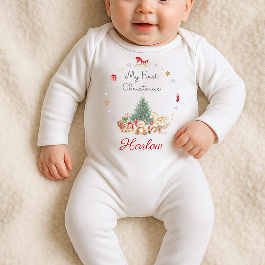 My First Christmas Sleepsuit - Personalise me